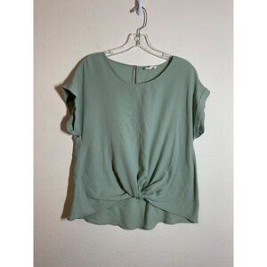 Olive and Oak Business Casual Top Twist Boho Crop Green Women Size Large